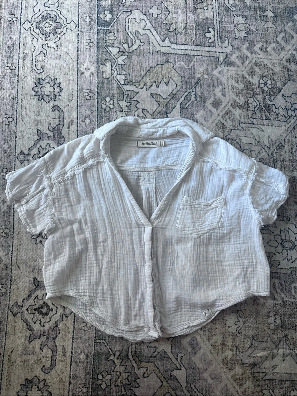 Free People White Gauze Crop Top